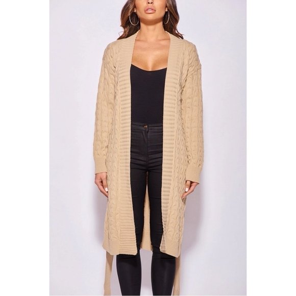 Knitted Long Sleeve Belted Long Midi Cardigan Sweater Duster - Picture 12 of 14